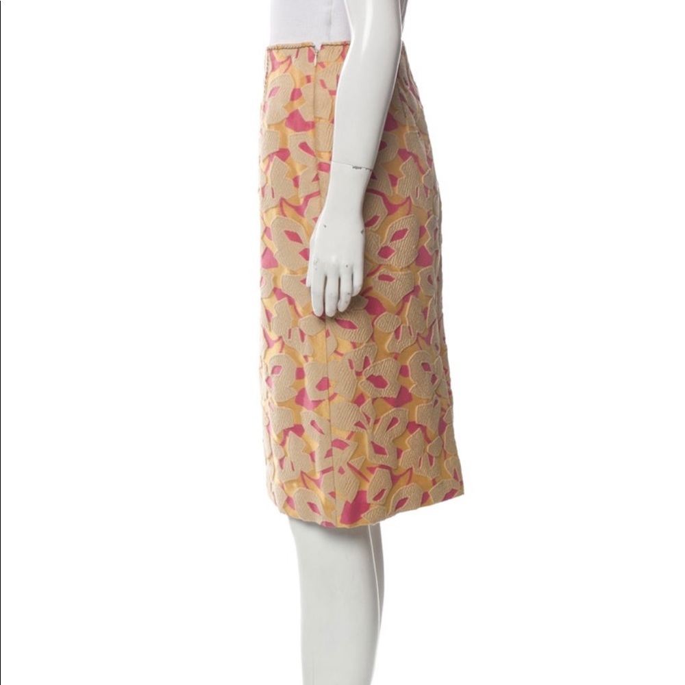 🚫SOLD🚫 🎉HP Prada Pink/Yellow Cloqué-jacquard Skirt IT 44 - Picture 3 of 7